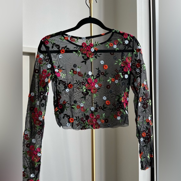 Urban Outfitters Mesh Floral Long-Sleeved Shirt - Picture 3 of 4